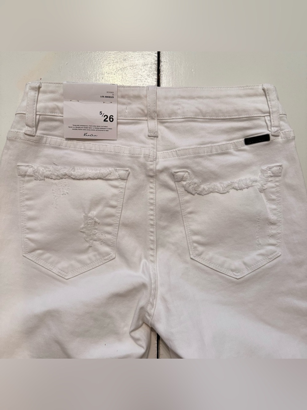 KanCan White Ripped Skinny Jeans with Frayed Ankles - Picture 3 of 5